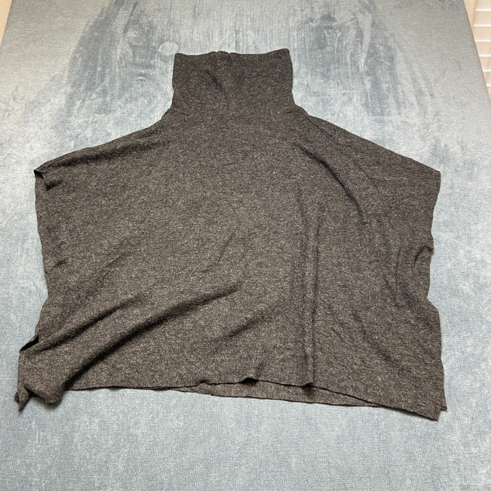 Gap Body Poncho Sweater Womens M Charcoal Gray Turtleneck Oversized Split Hem